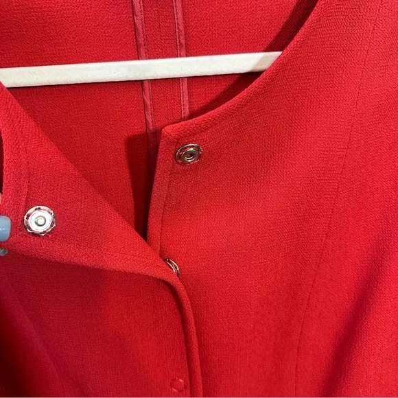 Armani Collezioni Women’s Size 12 Virgin Wool Round Neck Crimson Red Blazer